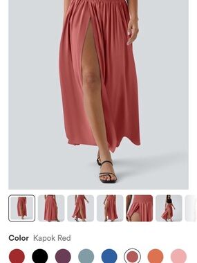 HALARA Kapok Red Maxi Skirt with High Front Slit